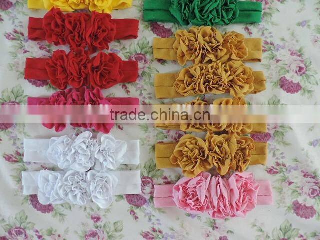 2016 Baby flower headbands wholesale infant cotton hair band Baby headwear flower hair elastic headbands for babies