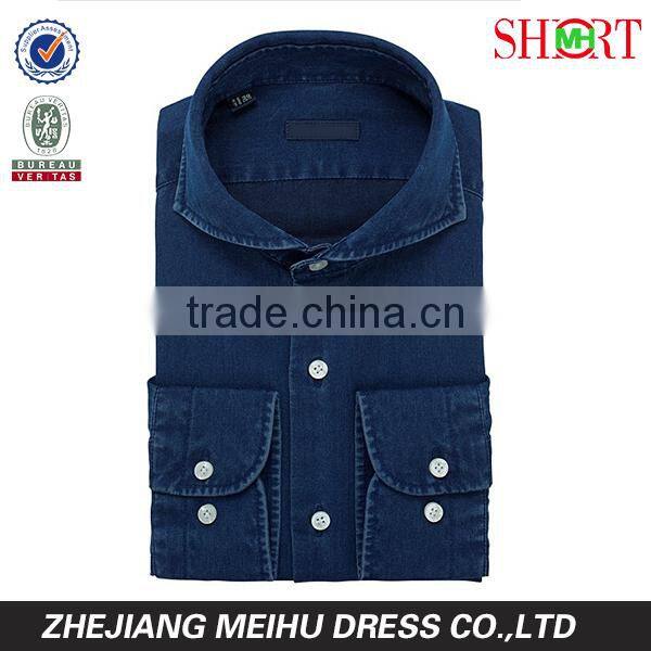 2016 high quality men blue denim shirt