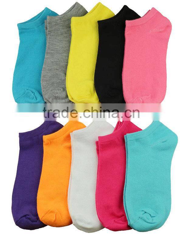 5 or 10 pack Lady fashion wholesale plain color cotton ankle socks low cut socks