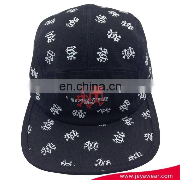 Wholesale black 5 panel hip hop snapback all kinds of hat and cap printed cap
