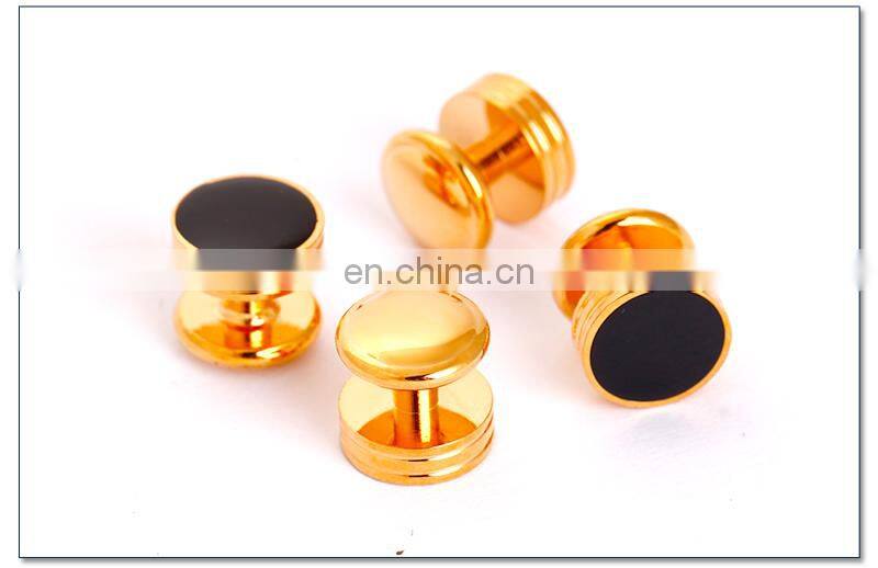Round enamel cufflinks and studs sets metal studs for clothing