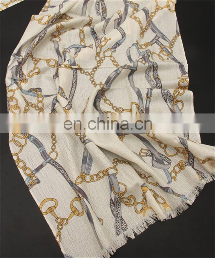 2017 wholesale fashion women print wool silk reversible scarf