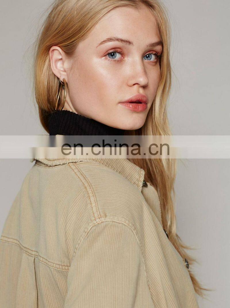 OEM Retro army style cotton shirt jacket for women