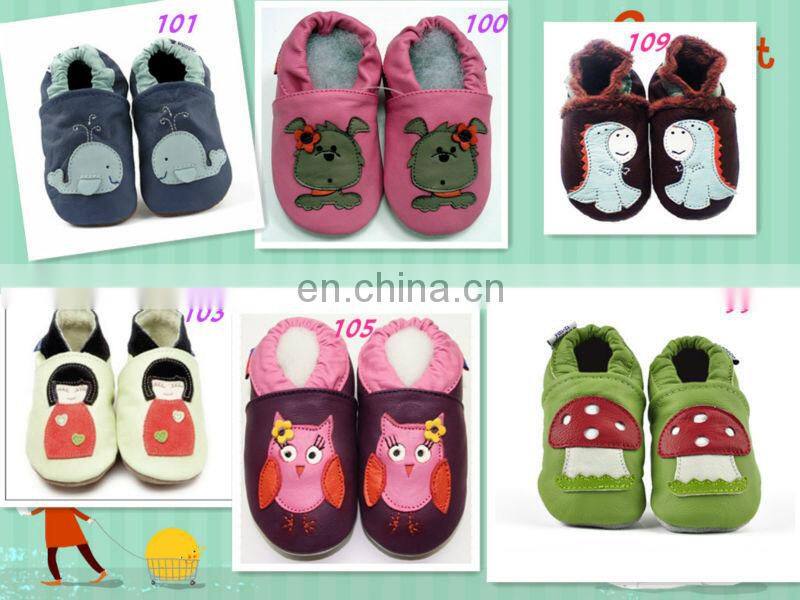 Newborn Baby Shoes Cow Leather Soft Sole Loafers Hot Pink Cherry Pattern