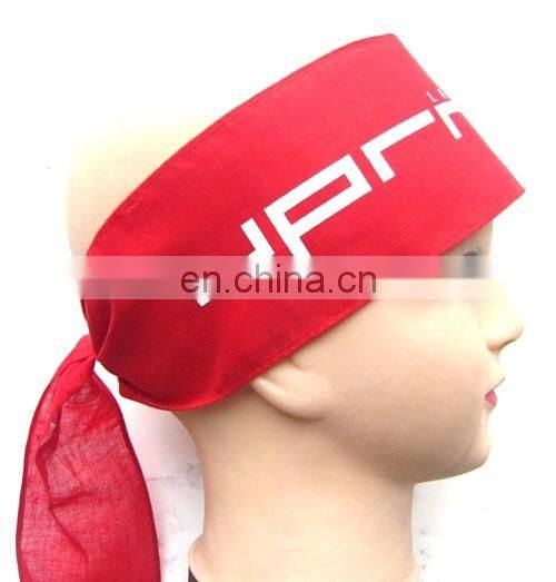 promotional sports band red ribbon with white printing cheering squad headband sports hairbow hair band advertising headwear