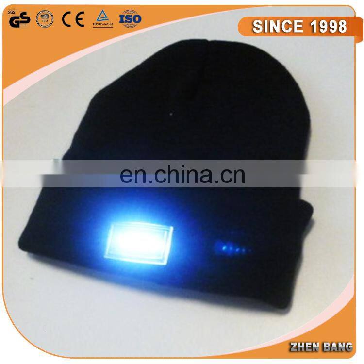black acrylic beanie hat with led light inside Factory Custom led beanie for Christmas gift