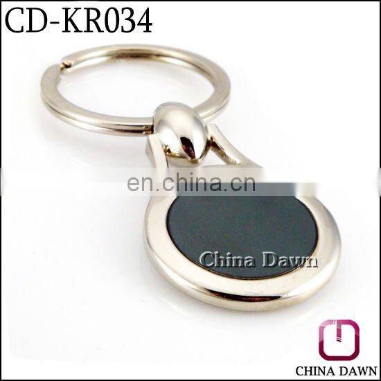 Oval shape blank metal wire key chain with black sheet CD-KR032