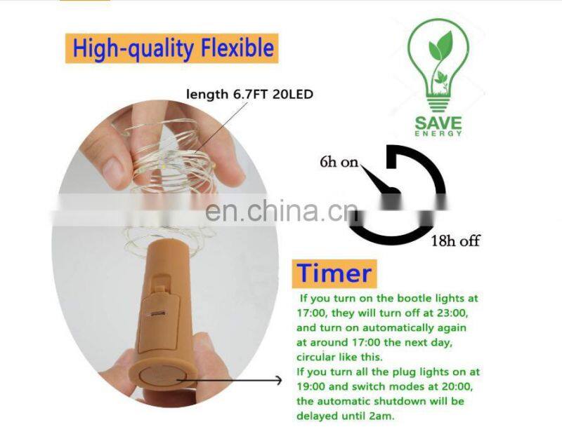 Wine bottle battery operated led string lights for decoration