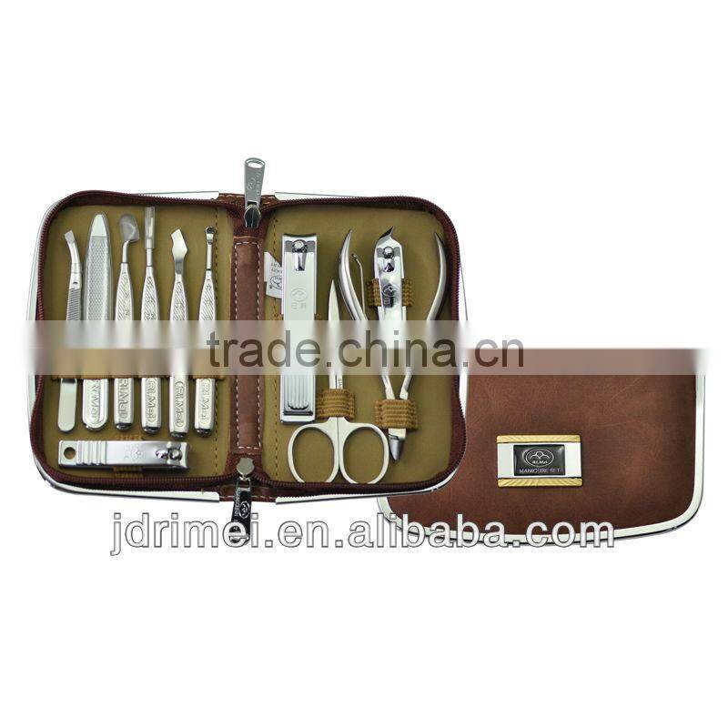 elegant high quality manicure pedicure set tool box with PU leather box