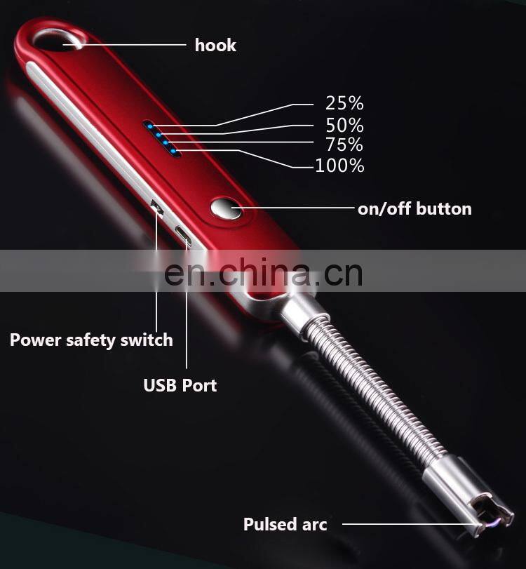 Cheapest Power Safety Switch Flexible Neck Pulsed Arc USB Charging Arc Lighter With Hook