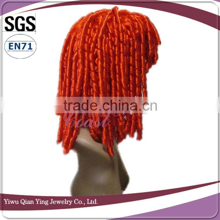 New design&fashion long orange curl synthetic fiber party wigs