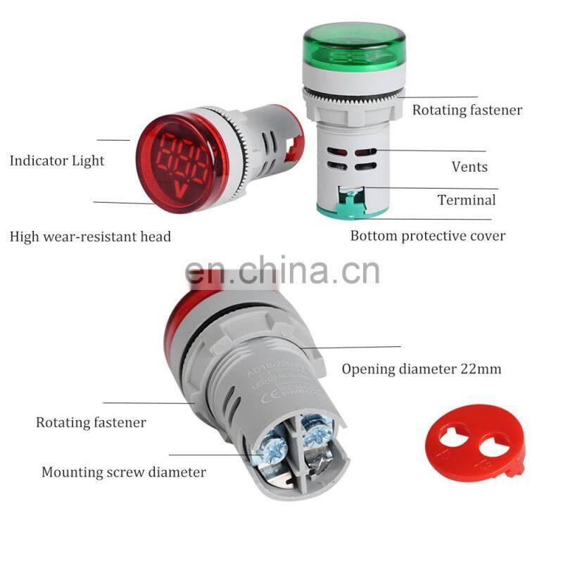 22mm DC 6-100V Voltmeter Round Mini LED Digital Voltage Indicator Voltage Meter Tester Precision Voltmeter