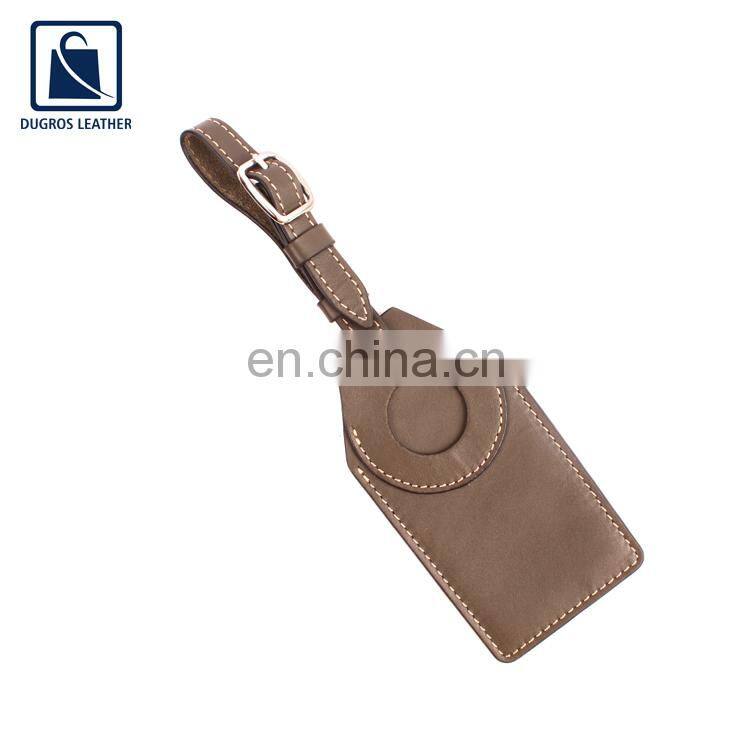 Excellent Quality Wholesale Supply Nickle Fitting Fashion Style Genuine Leather Luggage Tag Manufacturer