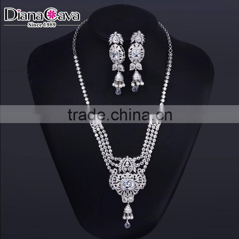 Newest Trending Item African Look Wedding Luxury Set CZ Pearl Jewelry Set