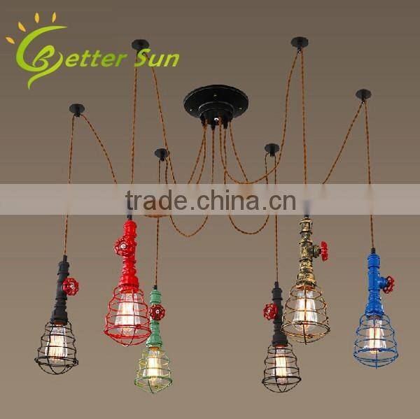 Loft Retro DIY Industrial Water Pipe Metal Pendant Lights Lamps