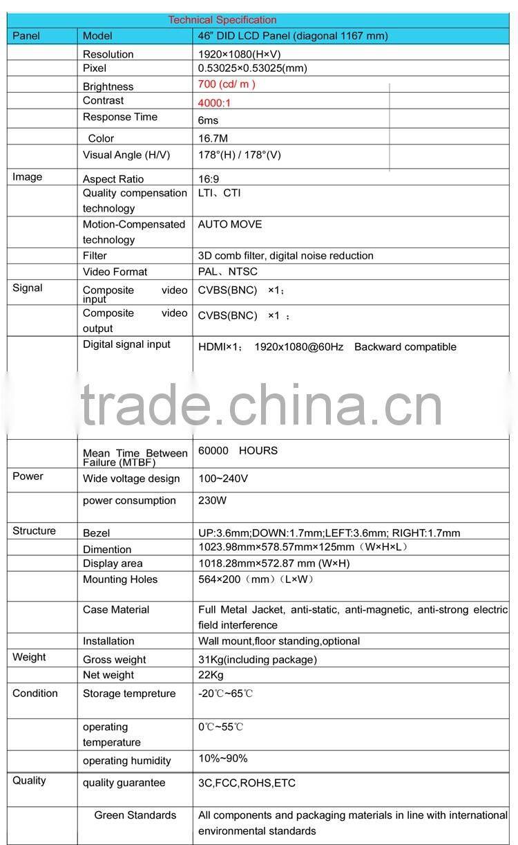 china alibaba quality Assurance 46 inch lcd video wall