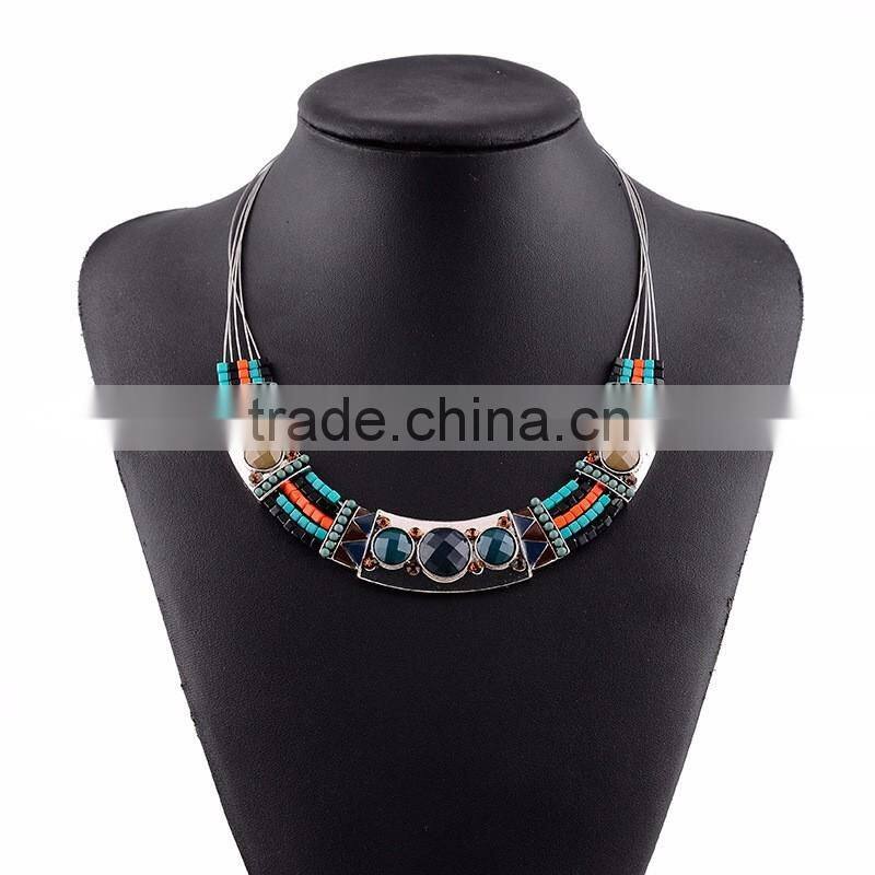 Ethnic Multi-layered Silver Chain Chunky Choker Statement Bib Jewellery Necklace