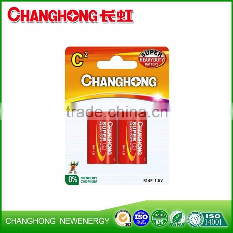 1.5V Carbon zinc dry battery R14P C UM2