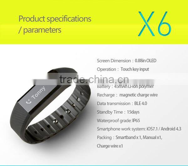 New Vidonn X6 caller ID & SMS skype facebook twitter notifications 15 days standby bluetooth 4.0 anti-lost smart bracelet