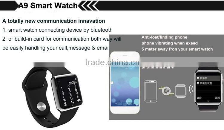 Bluetooth A9 waterproof smart watch with heartrate monitor for all ios and android,smart watch android