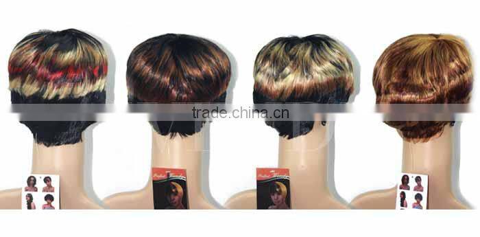 Cheap fashion synthetic hair wigs short hair machine made wig