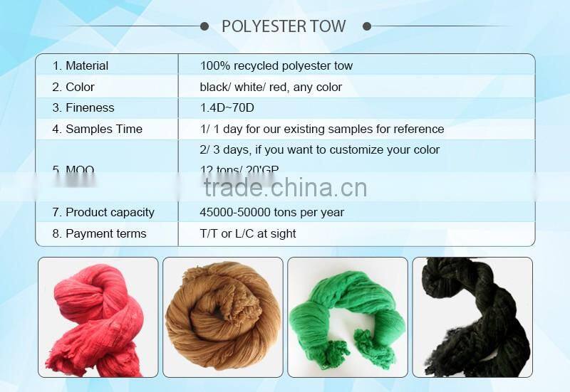 1.4d black or dope dyed polyester tow for static flock