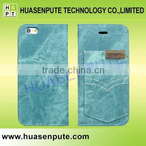 Attractive Jeans Patt Book Wallet Flip Leather Case Card Cover For Apple iPhone 6