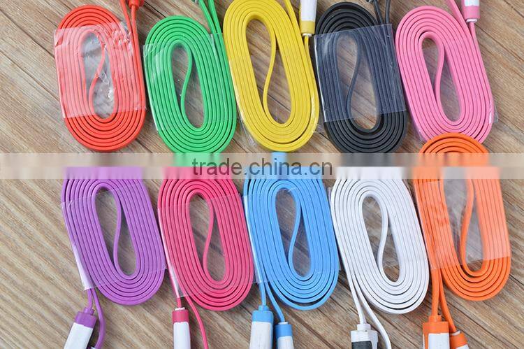 Flat Noodle design Micro usb cable for iphone6/for samsung