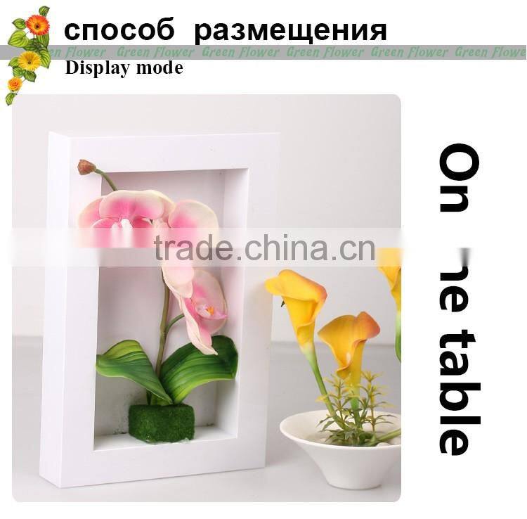 Greenflower 2016 Wholesale 3D Wall Moth orchid Picture frame artificial plants arts and crafts making factory Home decorations
