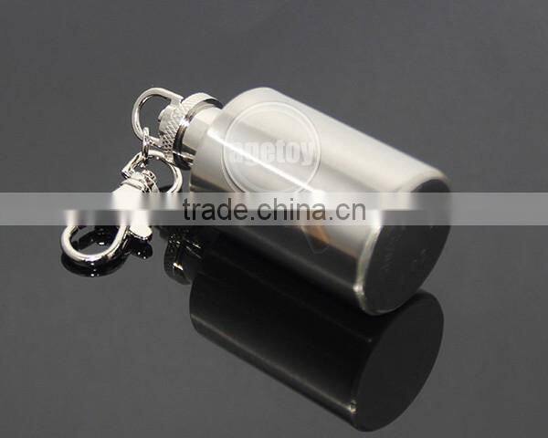 1oz Stainless Steel Portable Round Flagon Kettle Oilcan Keychain 28ML Metal Travel Wine Pot Mini Hip Alcohol