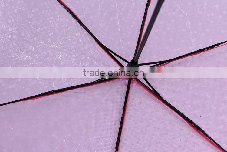 Customized Manual Open poe fabric 3 folding clear umbrella
