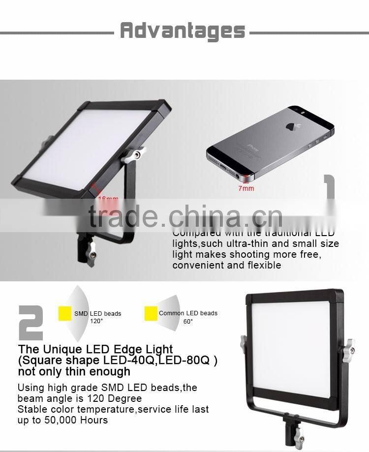 New patent color changeable CRI over 95 Soft light ray square video camera led light for shooting children