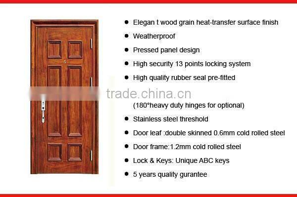SC-S188 Assembled Wood Textured Good Quality Metal Door China Security Doors