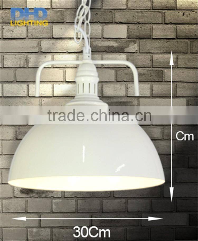 Industrial white and black color round metal shade edison pendant lamp vintage brass socket home decoration lighting fixture
