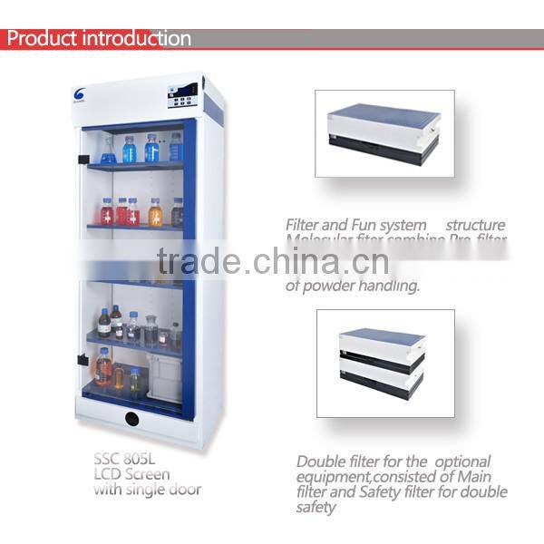 Fixed with LCD Screen and Compartment ,SSC 805LS ductless filtering chemical storage cabinet