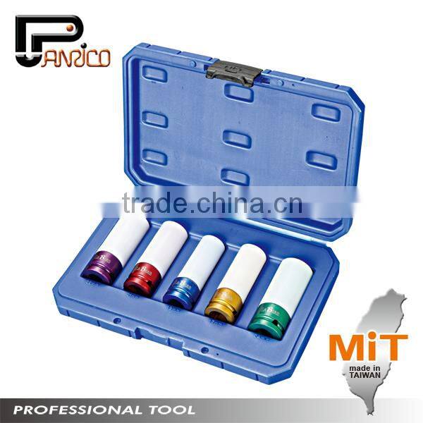 5pcs 1/2" Dr. Thin Wall Air Deep Impact Socket Set