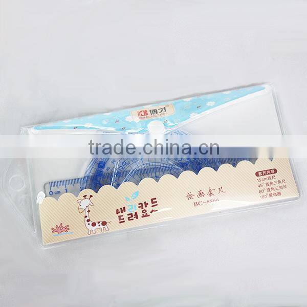 Great Cute Fresh Student's Plastic Transparent Ruler Set Hot Sell!