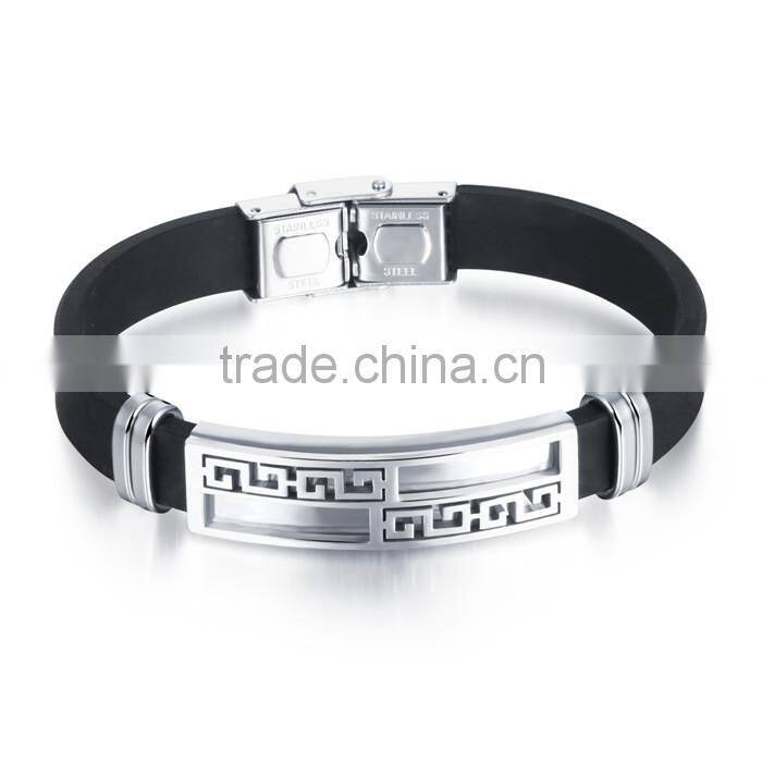 custom silicone bracelet with stainless less clasp hot-sell
