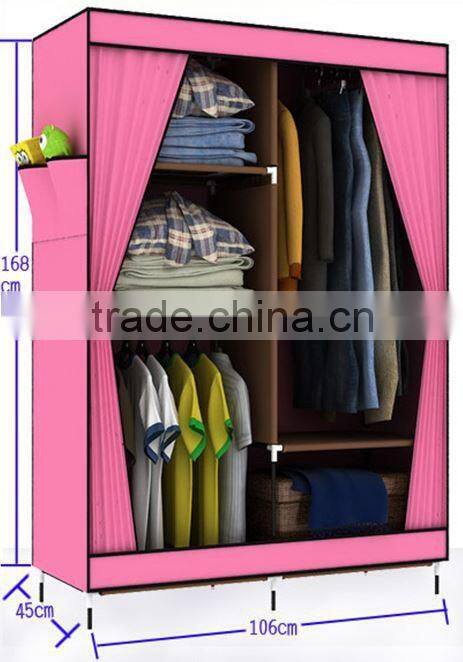 2014 China Manufacture Bedroom Furniture Non woven Fabric Wardrobe