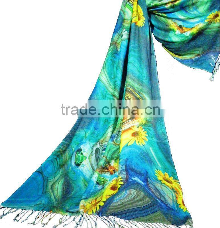 floral viscose scarf digitally printed