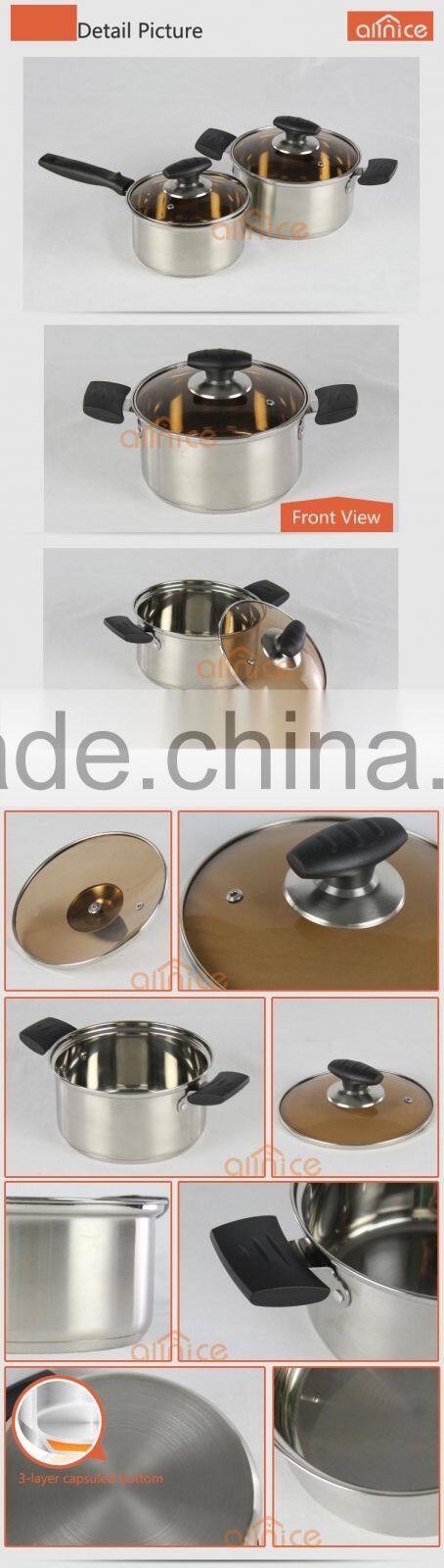 Made in China Stainless steel 5pcs Colored round shape cookware pot set