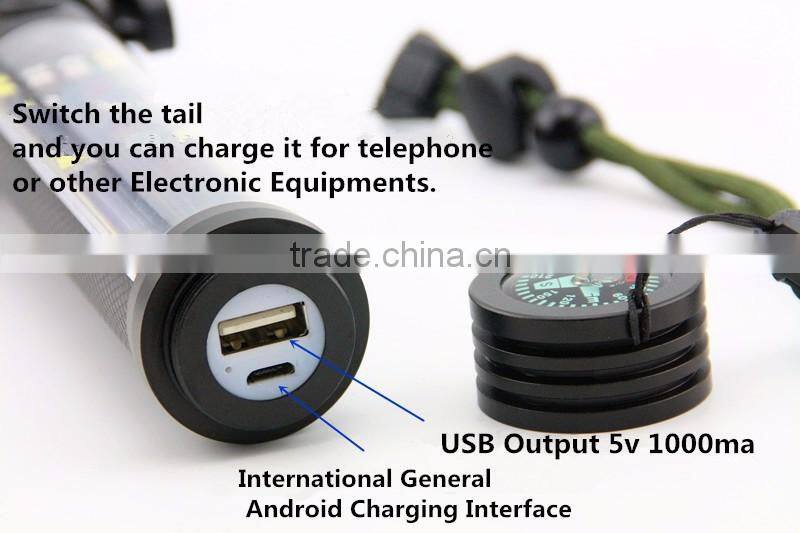 Gift Box-2016 NewTen functions in One Flashlight,Solar LED Torch With Hammer Campus USB Android Output Car Essential Emmergency