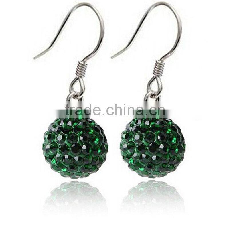 Sparkle CZ Crystal Ball 925 Silver Shamballa Hook Earring for Wedding Party