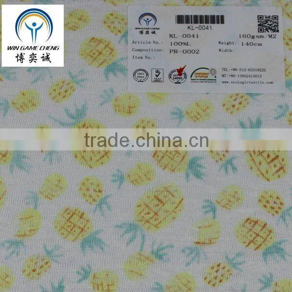 pure linen printed fabric