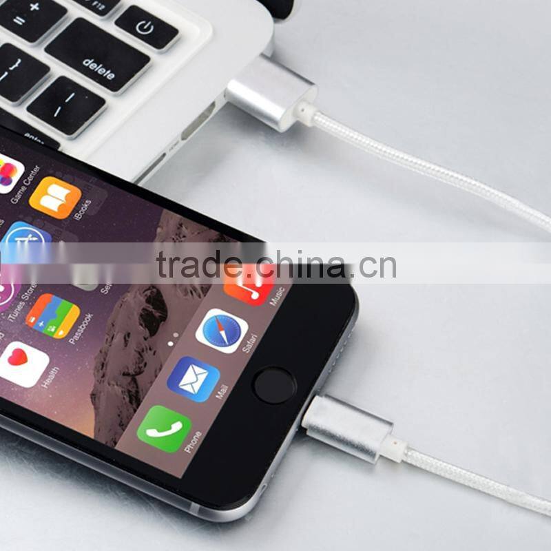 Hot sale product silver and gold color rope USB data cable with led lighting