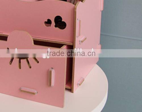 Wholesale pretty pink handmade houseware fold female storage comestic box & organizer for living room