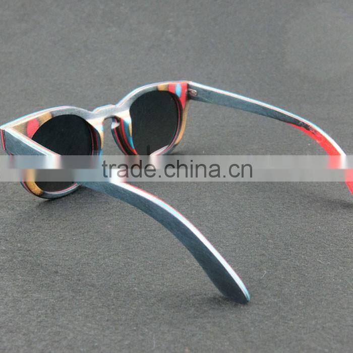 Recycled skateboard wood sunglasses 2016 cat eye shape wood sunglasses