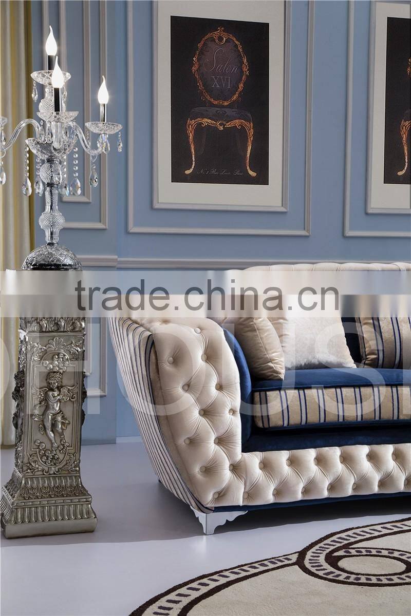 High quality post modern living room furniture sofa with crystal buttons/Chesterfield leather/fabric sofa AL044