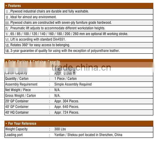 Plywood Industrial Chairs Plywood Cleanroom Chairs Plywood Lab Chairs