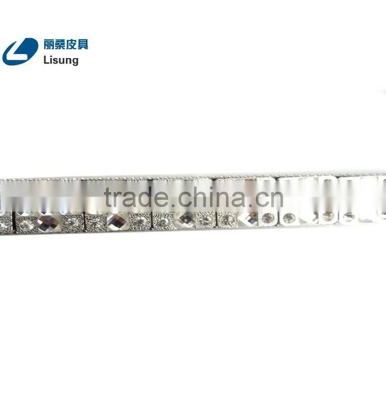 Western Cowhide Belt With Clearly Prism Cut Crystal Studded Rhineston Belt